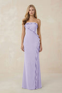 Strapless Ruffled Sheath Bridesmaid Dress in Lavender - KISS BRIDAL Bridesmaid Dresses