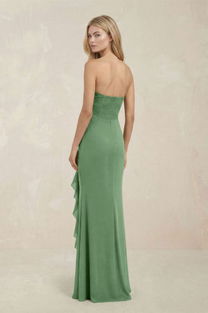 Strapless Ruffled Sheath Bridesmaid Dress in Matcha - KISS BRIDAL Bridesmaid Dresses