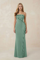 Strapless Ruffled Sheath Bridesmaid Dress in Mint Green - KISS BRIDAL Bridesmaid Dresses