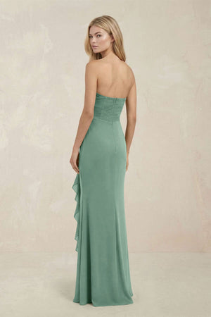 Strapless Ruffled Sheath Bridesmaid Dress in Mint Green - KISS BRIDAL Bridesmaid Dresses