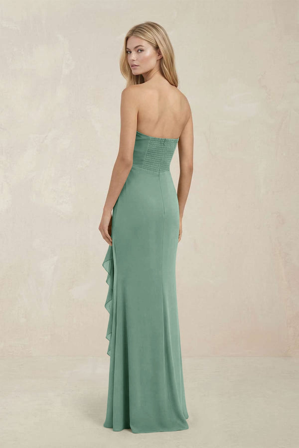 Strapless Ruffled Sheath Bridesmaid Dress in Mint Green - KISS BRIDAL Bridesmaid Dresses