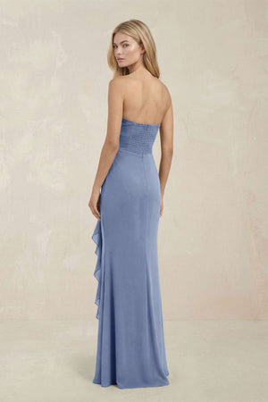Strapless Ruffled Sheath Bridesmaid Dress in Mist - KISS BRIDAL Bridesmaid Dresses