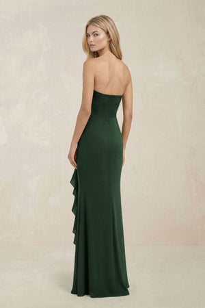 Strapless Ruffled Sheath Bridesmaid Dress in Moss - KISS BRIDAL Bridesmaid Dresses