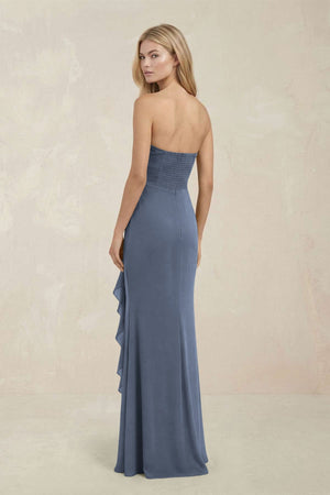 Strapless Ruffled Sheath Bridesmaid Dress in Neptune - KISS BRIDAL Bridesmaid Dresses