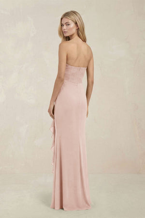 Strapless Ruffled Sheath Bridesmaid Dress in Pale Blush - KISS BRIDAL Bridesmaid Dresses