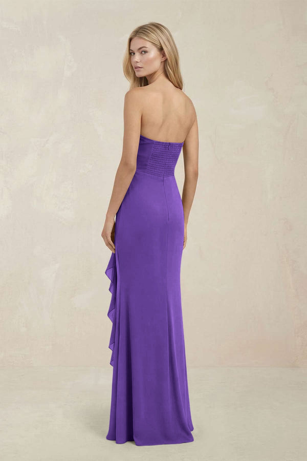 Strapless Ruffled Sheath Bridesmaid Dress in Tahiti - KISS BRIDAL Bridesmaid Dresses