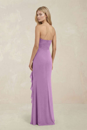 Strapless Ruffled Sheath Bridesmaid Dress in Vintage Mauve - KISS BRIDAL Bridesmaid Dresses