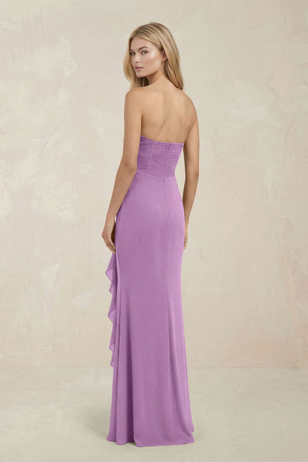 Strapless Ruffled Sheath Bridesmaid Dress in Vintage Mauve - KISS BRIDAL Bridesmaid Dresses