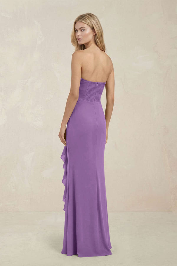 Strapless Ruffled Sheath Bridesmaid Dress in Wisteria - KISS BRIDAL Bridesmaid Dresses