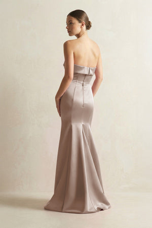 Strapless Satin Mermaid Bridesmaid Dress in Almond - KISS BRIDAL Bridesmaid Dresses