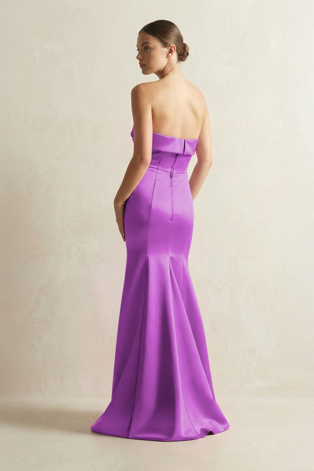 Strapless Satin Mermaid Bridesmaid Dress in Amethyst - KISS BRIDAL Bridesmaid Dresses