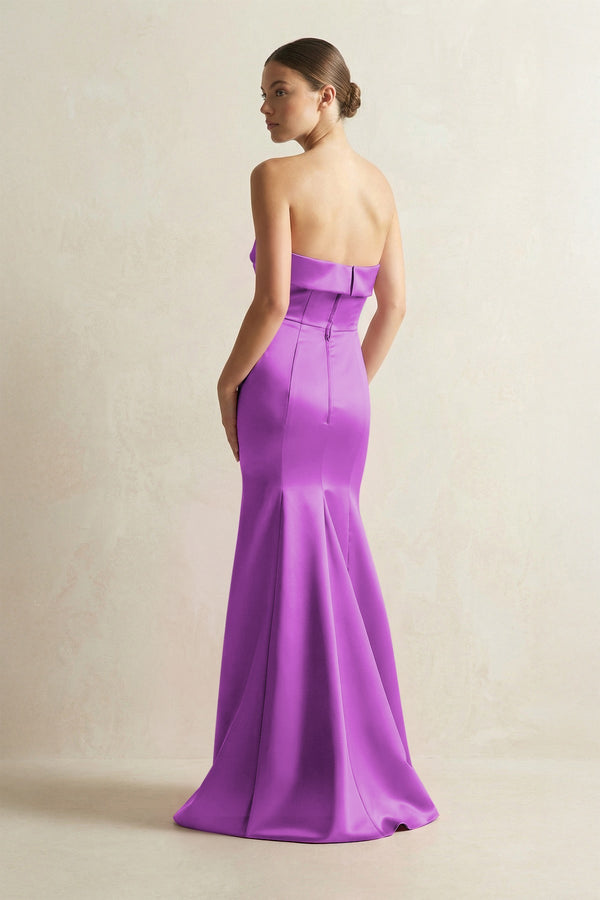 Strapless Satin Mermaid Bridesmaid Dress in Amethyst - KISS BRIDAL Bridesmaid Dresses