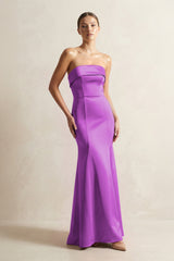 Strapless Satin Mermaid Bridesmaid Dress in Amethyst - KISS BRIDAL Bridesmaid Dresses