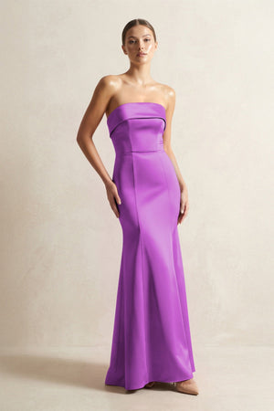 Strapless Satin Mermaid Bridesmaid Dress in Amethyst - KISS BRIDAL Bridesmaid Dresses