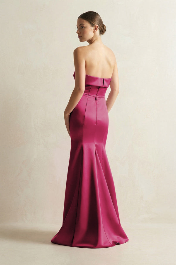 Strapless Satin Mermaid Bridesmaid Dress in Berry - KISS BRIDAL Bridesmaid Dresses