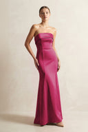 Strapless Satin Mermaid Bridesmaid Dress in Berry - KISS BRIDAL Bridesmaid Dresses