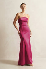 Strapless Satin Mermaid Bridesmaid Dress in Berry - KISS BRIDAL Bridesmaid Dresses
