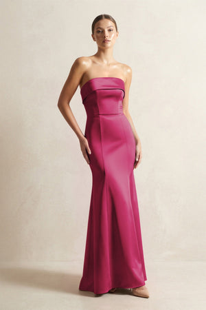 Strapless Satin Mermaid Bridesmaid Dress in Berry - KISS BRIDAL Bridesmaid Dresses
