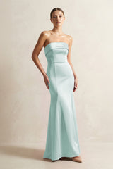 Strapless Satin Mermaid Bridesmaid Dress in Bleached Aqua - KISS BRIDAL Bridesmaid Dresses
