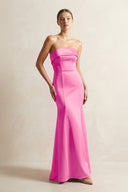 Strapless Satin Mermaid Bridesmaid Dress in Bon Bon Pink - KISS BRIDAL Bridesmaid Dresses