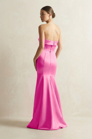 Strapless Satin Mermaid Bridesmaid Dress in Bon Bon Pink - KISS BRIDAL Bridesmaid Dresses