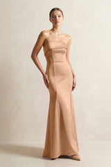 Strapless Satin Mermaid Bridesmaid Dress in Bronzer - KISS BRIDAL Bridesmaid Dresses