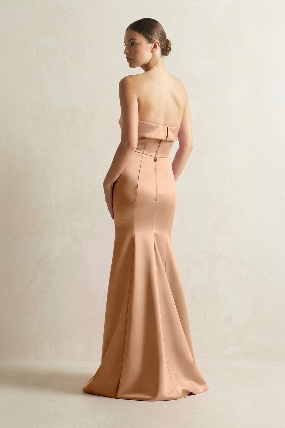 Strapless Satin Mermaid Bridesmaid Dress in Bronzer - KISS BRIDAL Bridesmaid Dresses