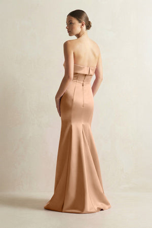 Strapless Satin Mermaid Bridesmaid Dress in Bronzer - KISS BRIDAL Bridesmaid Dresses