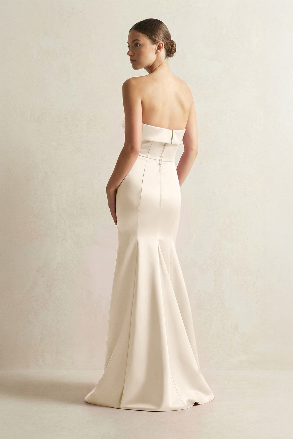 Strapless Satin Mermaid Bridesmaid Dress in Buttercream - KISS BRIDAL Bridesmaid Dresses