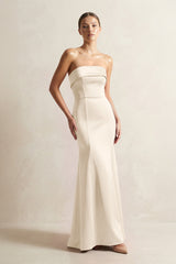 Strapless Satin Mermaid Bridesmaid Dress in Buttercream - KISS BRIDAL Bridesmaid Dresses