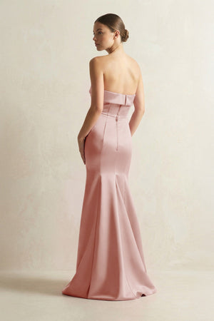 Strapless Satin Mermaid Bridesmaid Dress in Champagne Rose - KISS BRIDAL Bridesmaid Dresses