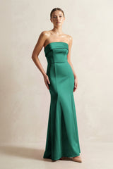 Strapless Satin Mermaid Bridesmaid Dress in Dark Green - KISS BRIDAL Bridesmaid Dresses