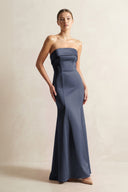 Strapless Satin Mermaid Bridesmaid Dress in Dark Navy - KISS BRIDAL Bridesmaid Dresses
