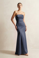 Strapless Satin Mermaid Bridesmaid Dress in Dark Navy - KISS BRIDAL Bridesmaid Dresses