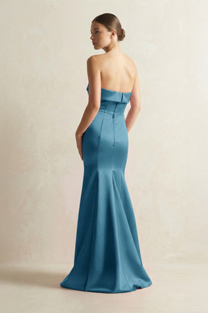 Strapless Satin Mermaid Bridesmaid Dress in Dark Teal - KISS BRIDAL Bridesmaid Dresses