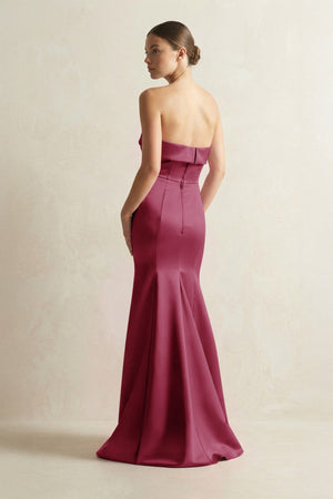 Strapless Satin Mermaid Bridesmaid Dress in Desert Rose - KISS BRIDAL Bridesmaid Dresses