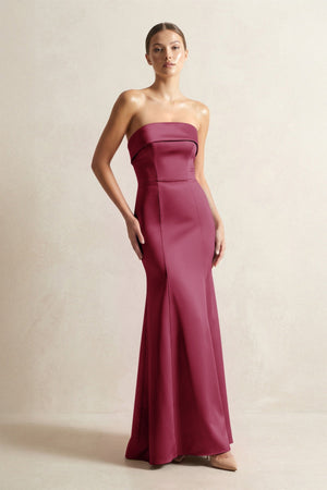 Strapless Satin Mermaid Bridesmaid Dress in Desert Rose - KISS BRIDAL Bridesmaid Dresses