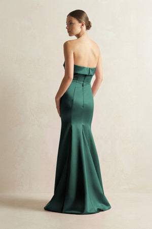Strapless Satin Mermaid Bridesmaid Dress in Emerald - KISS BRIDAL Bridesmaid Dresses