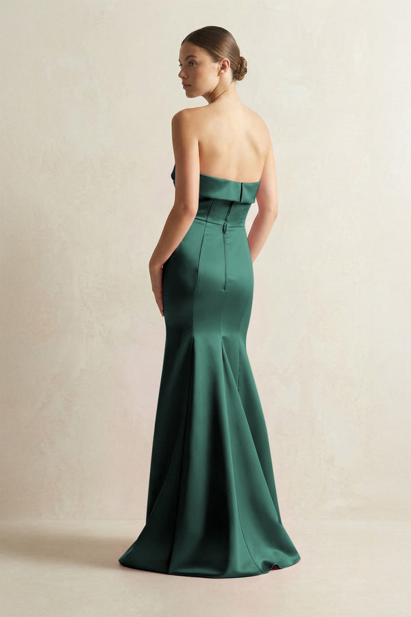 Strapless Satin Mermaid Bridesmaid Dress in Emerald - KISS BRIDAL Bridesmaid Dresses
