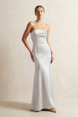 Strapless Satin Mermaid Bridesmaid Dress in Frost - KISS BRIDAL Bridesmaid Dresses
