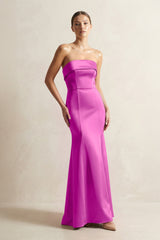 Strapless Satin Mermaid Bridesmaid Dress in Fuchsia - KISS BRIDAL Bridesmaid Dresses