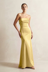 Strapless Satin Mermaid Bridesmaid Dress in Gold - KISS BRIDAL Bridesmaid Dresses