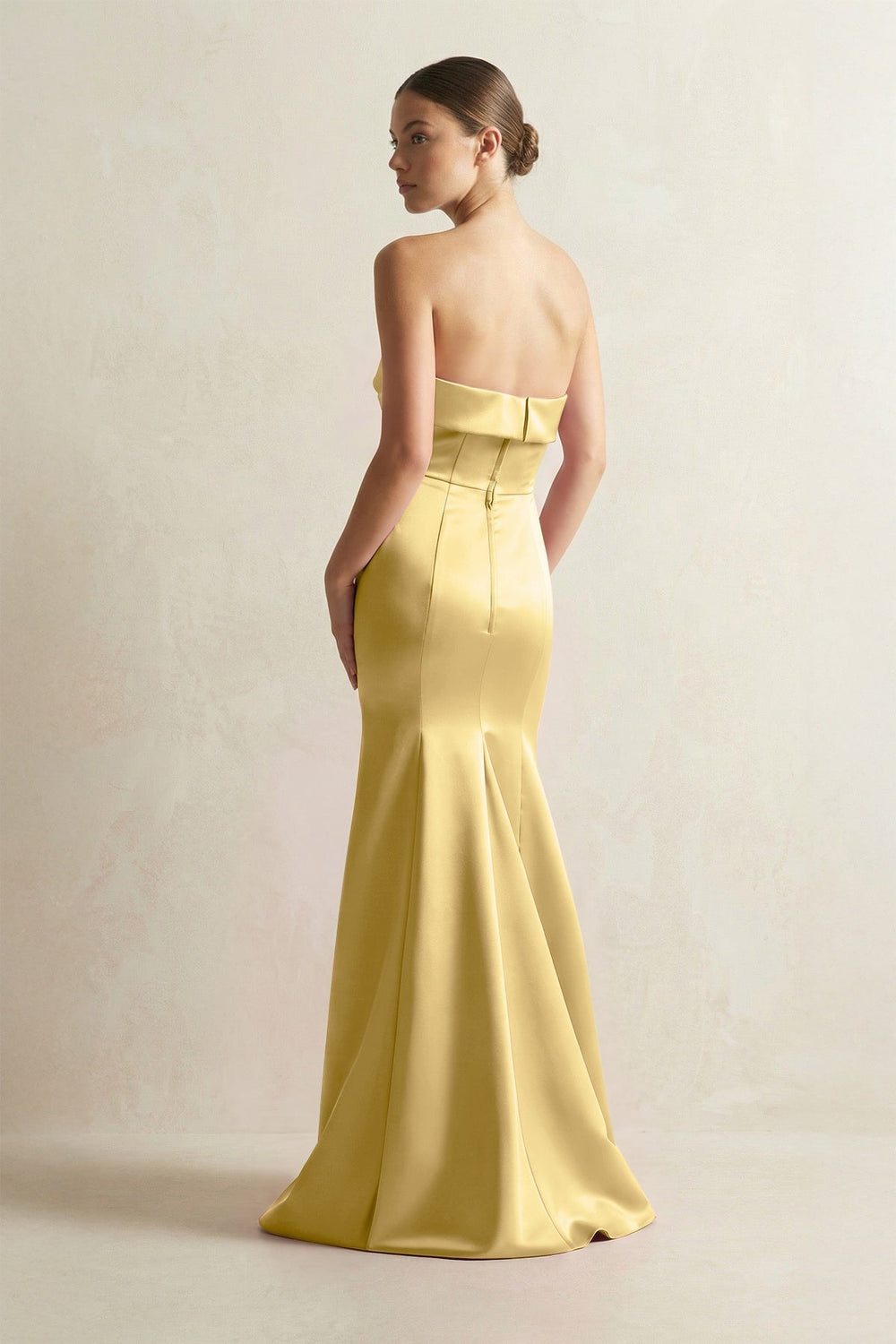 Strapless Satin Mermaid Bridesmaid Dress in Gold - KISS BRIDAL Bridesmaid Dresses