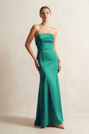 Strapless Satin Mermaid Bridesmaid Dress in Green - KISS BRIDAL Bridesmaid Dresses