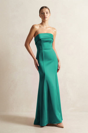 Strapless Satin Mermaid Bridesmaid Dress in Green - KISS BRIDAL Bridesmaid Dresses