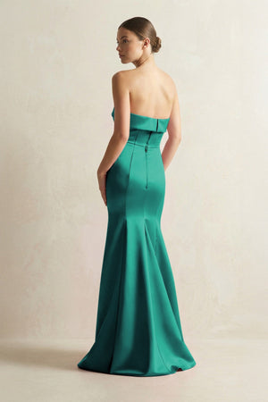 Strapless Satin Mermaid Bridesmaid Dress in Green - KISS BRIDAL Bridesmaid Dresses