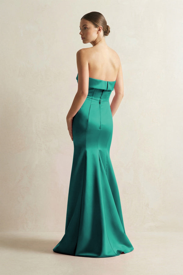 Strapless Satin Mermaid Bridesmaid Dress in Green - KISS BRIDAL Bridesmaid Dresses