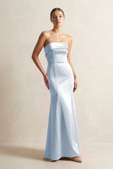 Strapless Satin Mermaid Bridesmaid Dress in Ice - KISS BRIDAL Bridesmaid Dresses