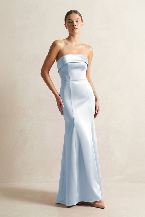 Strapless Satin Mermaid Bridesmaid Dress in Ice - KISS BRIDAL Bridesmaid Dresses
