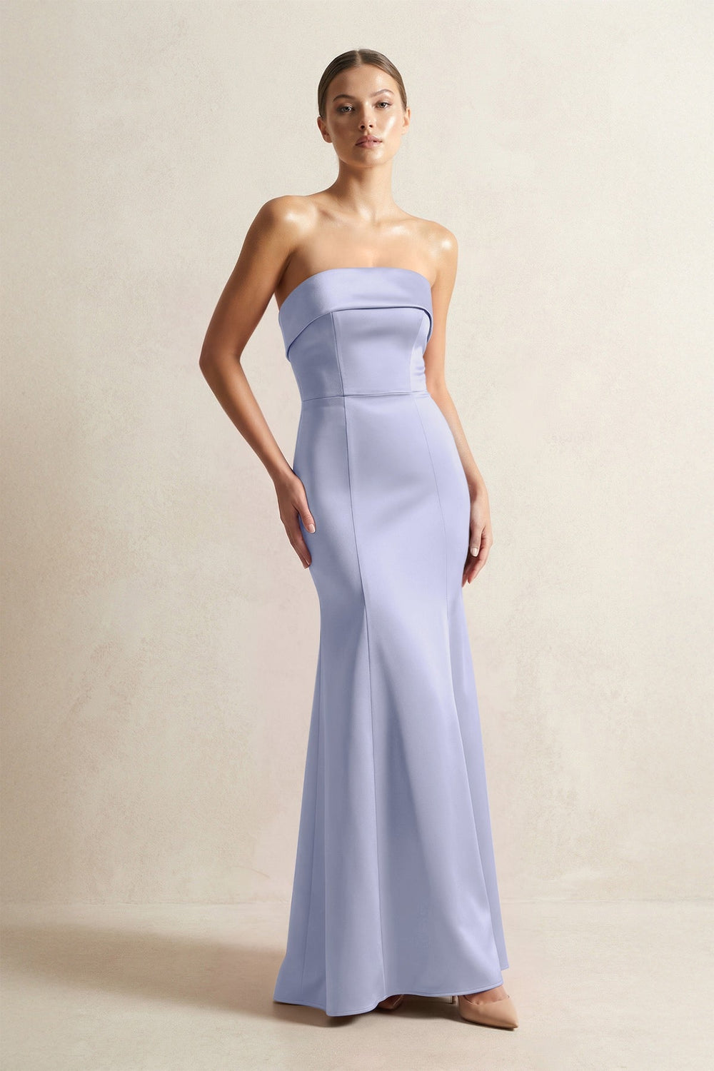 Strapless Satin Mermaid Bridesmaid Dress in Lavender - KISS BRIDAL Bridesmaid Dresses